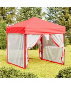 Tenda per Feste Pieghevole con Pareti Laterali Rosso 2x2 m