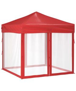 Tenda per Feste Pieghevole con Pareti Laterali Rosso 2x2 m