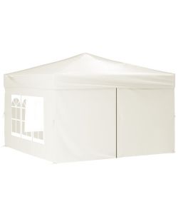 Tenda per Feste Pieghevole con Pareti Laterali Crema 3x3 m