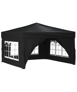 Tenda per Feste Pieghevole con Pareti Laterali Nero 3x3 m