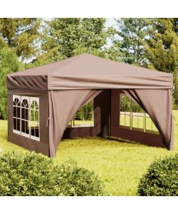 Tenda per Feste Pieghevole con Pareti Laterali Tortora 3x3 m