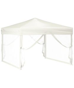 Tenda per Feste Pieghevole con Pareti Laterali Crema 3x3 m