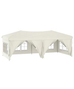 Tenda per Feste Pieghevole con Pareti Laterali Crema 3x6 m