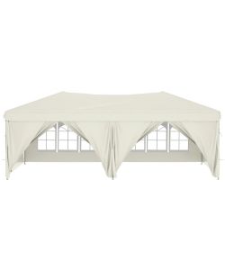 Tenda per Feste Pieghevole con Pareti Laterali Crema 3x6 m