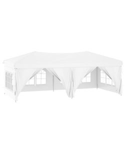 Tenda per Feste Pieghevole con Pareti Laterali Bianco 3x6 m
