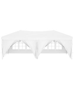 Tenda per Feste Pieghevole con Pareti Laterali Bianco 3x6 m
