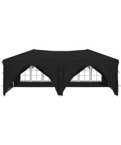 Tenda per Feste Pieghevole con Pareti Laterali Nero 3x6 m