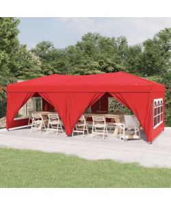 Tenda per Feste Pieghevole con Pareti Laterali Rosso 3x6 m