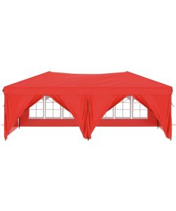 Tenda per Feste Pieghevole con Pareti Laterali Rosso 3x6 m