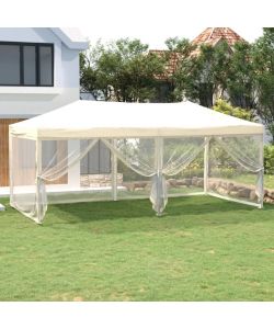 Tenda per Feste Pieghevole con Pareti Laterali Crema 3x6 m