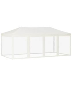 Tenda per Feste Pieghevole con Pareti Laterali Crema 3x6 m