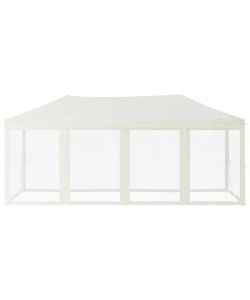 Tenda per Feste Pieghevole con Pareti Laterali Crema 3x6 m