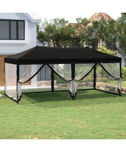 Tenda per Feste Pieghevole con Pareti Laterali Nero 3x6 m