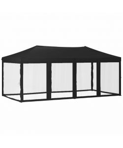 Tenda per Feste Pieghevole con Pareti Laterali Nero 3x6 m