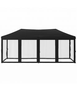 Tenda per Feste Pieghevole con Pareti Laterali Nero 3x6 m