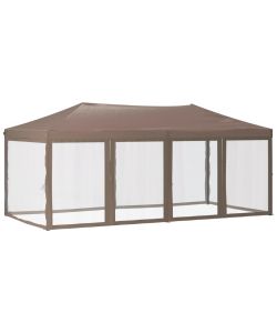 Tenda per Feste Pieghevole con Pareti Laterali Tortora 3x6 m