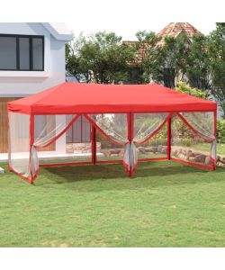 Tenda per Feste Pieghevole con Pareti Laterali Rosso 3x6 m