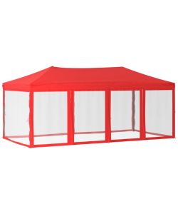 Tenda per Feste Pieghevole con Pareti Laterali Rosso 3x6 m