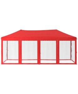 Tenda per Feste Pieghevole con Pareti Laterali Rosso 3x6 m