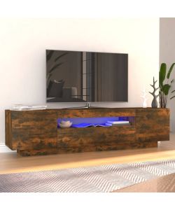 Mobile Porta TV con Luci LED Rovere Fumo 160x35x40 cm