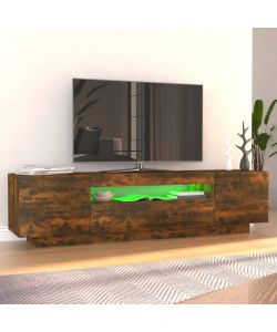 Mobile Porta TV con Luci LED Rovere Fumo 160x35x40 cm