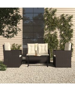 vidaXL Set Salotto da Esterno - Polyrattan Nero - 4 pz