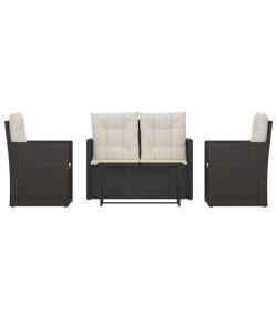 vidaXL Set Salotto da Esterno - Polyrattan Nero - 4 pz