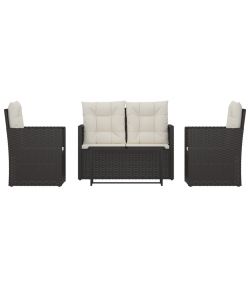 vidaXL Set Salotto da Esterno - Polyrattan Nero - 4 pz