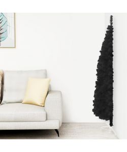 Albero Natale Artificiale Sottile a Met e Supporto Nero 210 cm