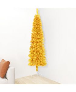 Albero Natale Artificiale Sottile a Met con Supporto Oro 150cm
