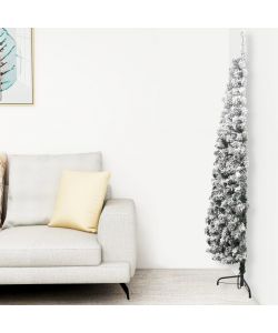 Albero Natale Artificiale Sottile a Met Neve Fioccata 240 cm