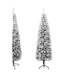 Albero Natale Artificiale Sottile a Met Neve Fioccata 240 cm