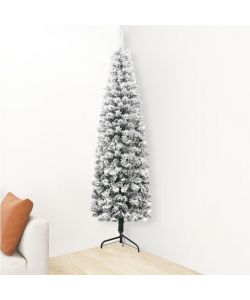Albero Natale Artificiale Sottile a Met Neve Fioccata 240 cm