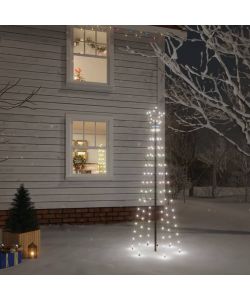 Albero di Natale con Puntale Bianco Freddo 108 LED 180 cm