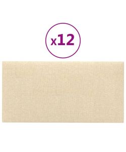 Pannelli Murali 12 pz Crema 30x15 cm Tessuto 0,54 mq
