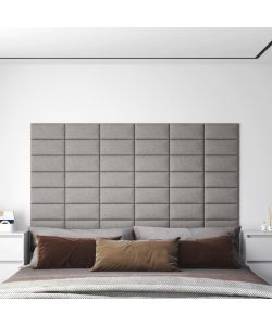 Pannelli Murali 12 pz Grigio Chiaro 30x15 cm Tessuto 0,54 mq