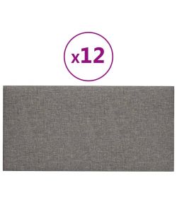 Pannelli Murali 12 pz Grigio Chiaro 30x15 cm Tessuto 0,54 mq