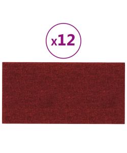 Pannelli Murali 12 pz Rosso Vino 30x15 cm Tessuto 0,54 mq