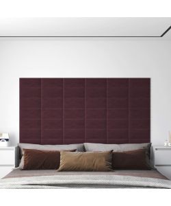 Pannelli Murali 12 pz Viola 30x15 cm Tessuto 0,54 mq