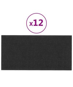 Pannelli Murali 12 pz Neri 30x15 cm Tessuto 0,54 mq
