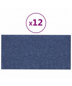 Pannelli Murali 12 pz Blu 30x15 cm Tessuto 0,54 mq