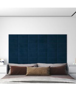 Pannelli Murali 12 pz Blu 30x15 cm in Velluto 0,54 mq