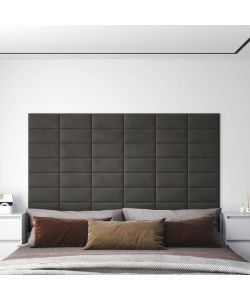 Pannelli Murali 12 pz Grigio Scuro 30x15 cm Velluto 0,54 mq