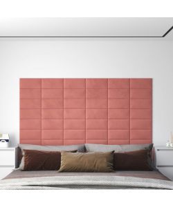 Pannelli Murali 12 pz Rosa 30x15 cm in Velluto 0,54 mq