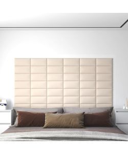 Pannelli Murali 12 pz Crema 30x15 cm Velluto 0,54 mq