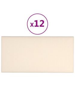 Pannelli Murali 12 pz Crema 30x15 cm Velluto 0,54 mq