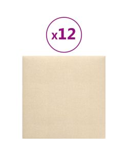 Pannelli Murali 12 pz Crema 30x30 cm in Tessuto 1,08 mq 343788