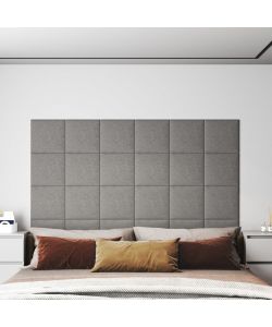 Pannelli Murali 12 pz Grigio Chiaro 30x30 cm in Tessuto 1,08 mq 343789