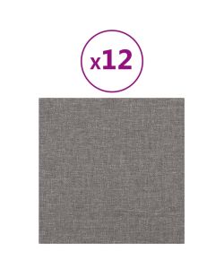 Pannelli Murali 12 pz Grigio Chiaro 30x30 cm in Tessuto 1,08 mq 343789