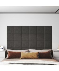 Pannelli Murali 12 pz Grigio Scuro 30x30 cm in Tessuto 1,08 mq 343790